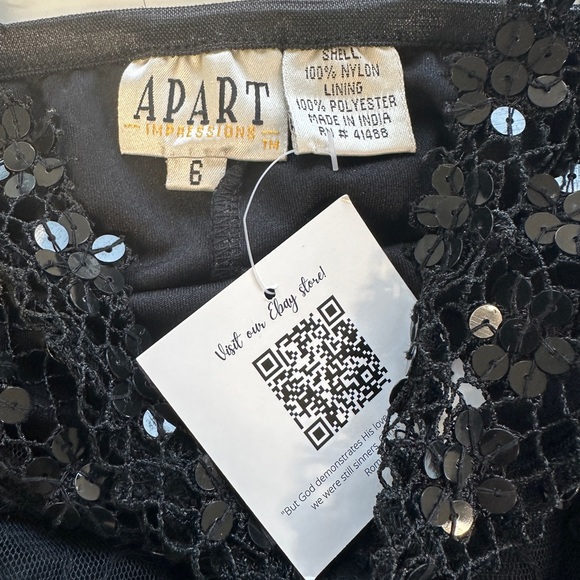 Vintage Jumpsuit/dress. Apart Impressions. Black with sequined overlay. - Picture 12 of 12